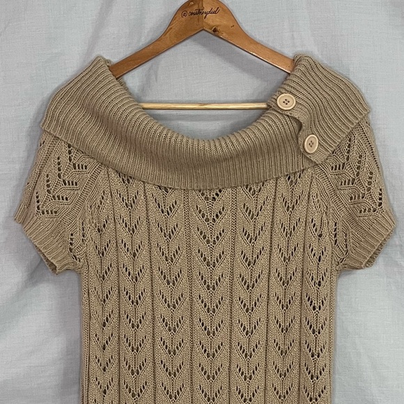 deb Beige/Tan Sweater with Short Sleeves and Versatile Collar in Size 2X - Picture 7 of 15